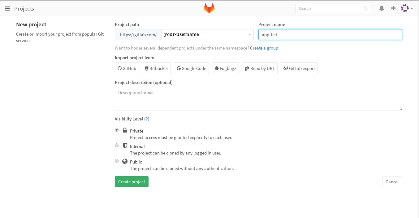 GitLab Create Project